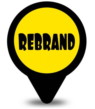 Sarı konum işaretçisini tasarım Rebrand kısa mesaj ile