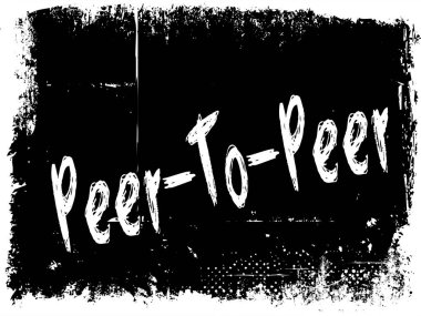 Peer To Peer siyah grunge arka plan üzerinde.