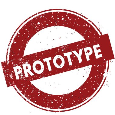 Beyaz zemin üzerine kırmızı prototip lastik damgası illüstrasyon