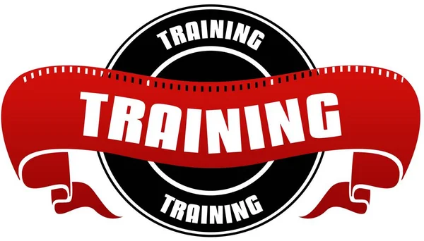 Black and red TRAINING badge and ribbon. — Stock Photo, Image