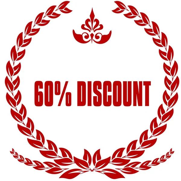 Значок червоного лавра 60 PERCENT DISCOUNT . — стокове фото