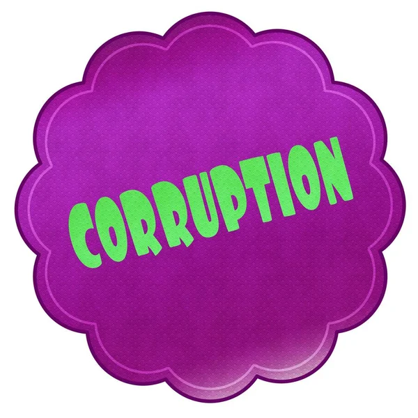 Korupce na purpurové nálepka. — Stock fotografie