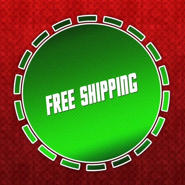 Зеленый значок FREE SHIPPING на красном фоне . — стоковое фото