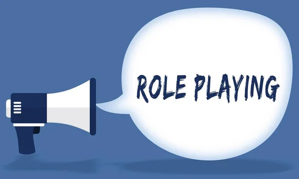 Role Playing skriver i pratbubblan med MegaFon eller högtalare. — Stockfoto