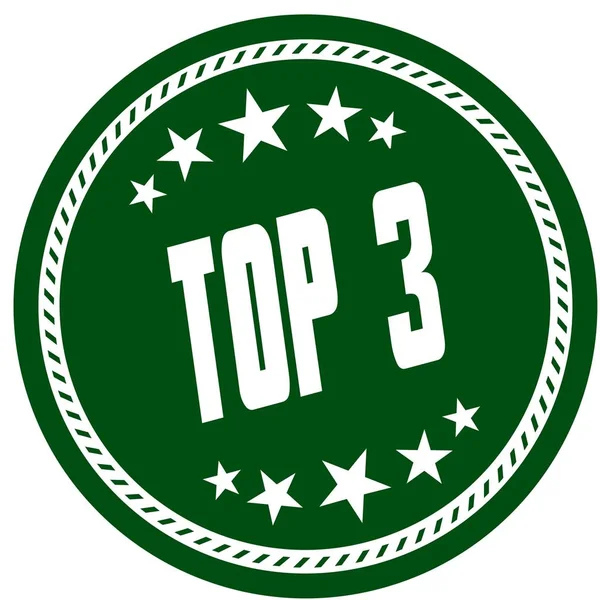 Зеленая пятизвездочная марка с TOP 3  . — стоковое фото