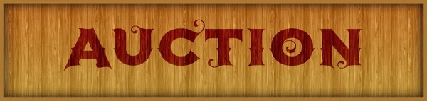 Vintage font text AUCTION on square wood panel background.