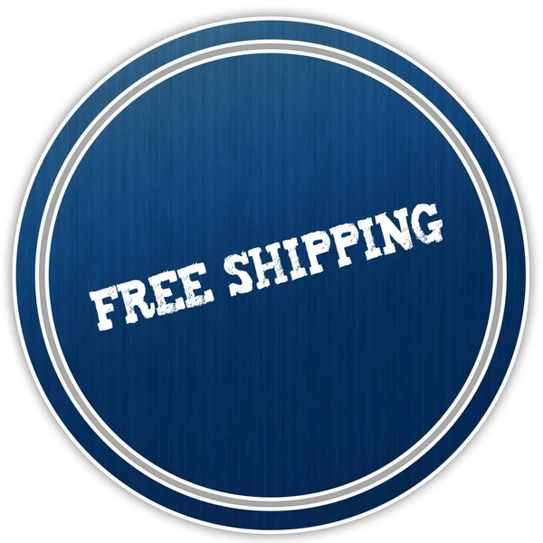 FREE SHIPPING distressed text on blue round badge. — Stock Photo, Image