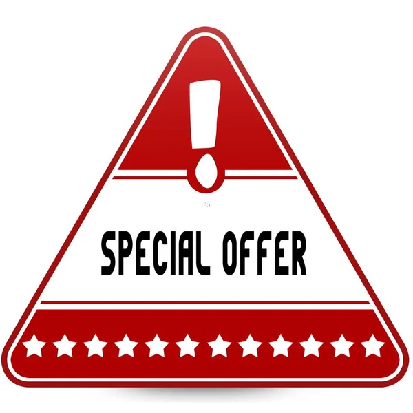 SPECIAL OFFER on red triangle road sign. — Stock Photo, Image