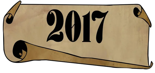 2017 on old rolled paper — Stock Photo, Image