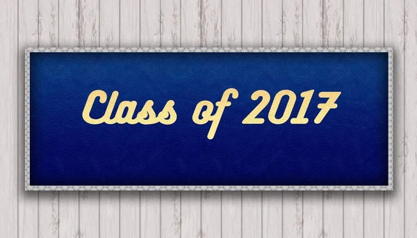 Klasa w z 2017 odręcznie na niebieski skórzane wzór malowania hangi — Zdjęcie stockowe