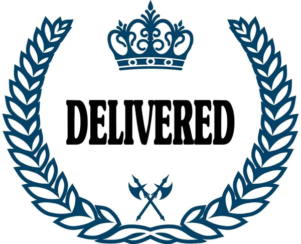 Blue laurels seal with DELIVERED text. — Stock Photo, Image