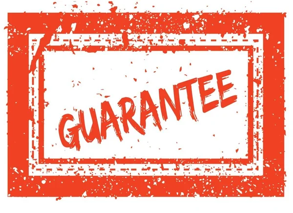 GUARANTEE on orange square frame rubber stamp with grunge texture — Stock Photo, Image