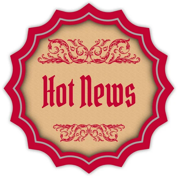 Retro Hot News purpurová odznak. — Stock fotografie