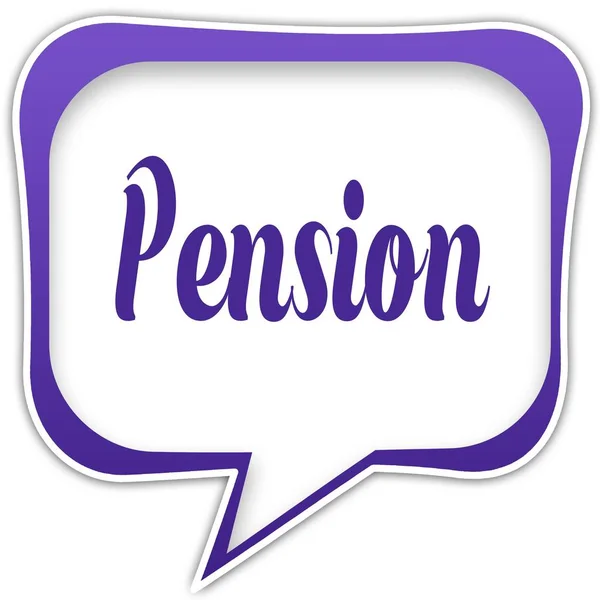 Violet square speech bubble with PENSION text message — Stock Photo, Image