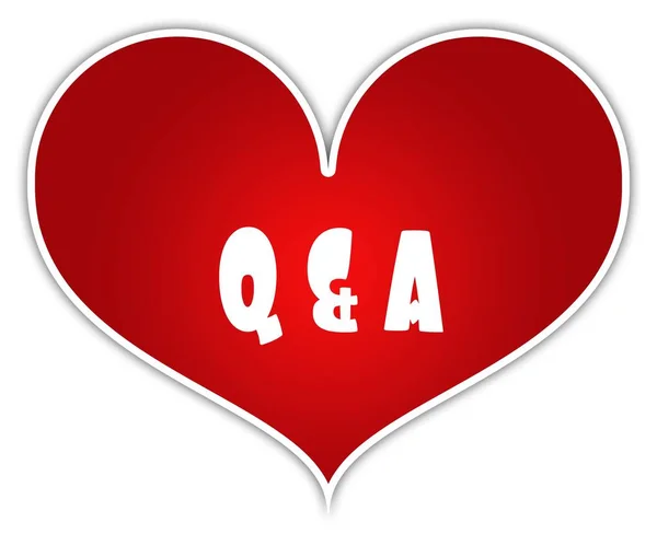 Q A QUESTIONS AND ANSWERS on red heart sticker label. — Stock Photo, Image