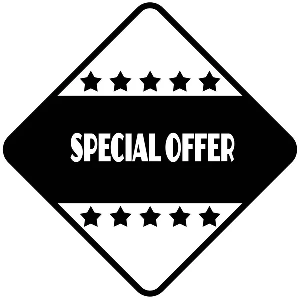 SPECIAL OFFER on black diamond shaped sticker label. — Stock Photo, Image