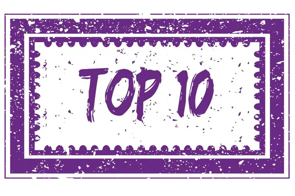 TOP 10 em magenta grunge carimbo quadro quadrado — Fotografia de Stock