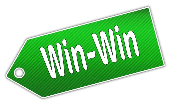 Listrado verde WIN WIN etiqueta . — Fotografia de Stock