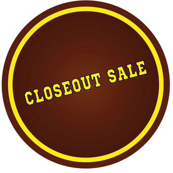 Round, brown and yellow, CLOSEOUT SALE stamp on white background — Stock Photo, Image