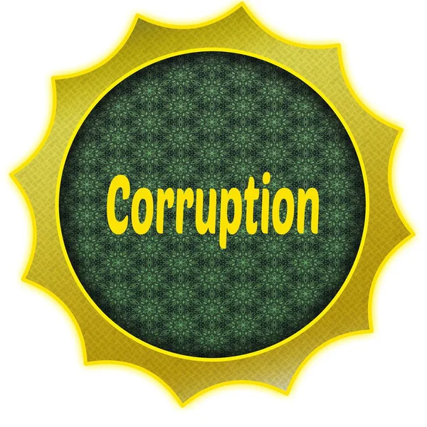 Gouden badge met corruptie tekst. — Stockfoto