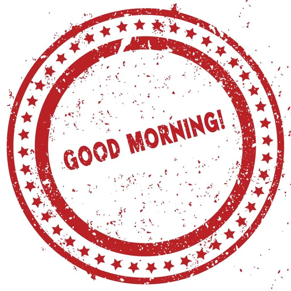 Roter Guten Morgen distressed Gummistempel mit Grunge-Textur — Stockfoto