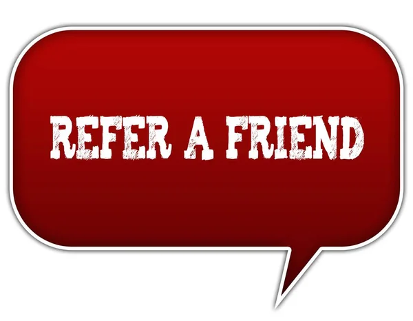 Refer A Friend op rode toespraak bubble ballon. — Stockfoto