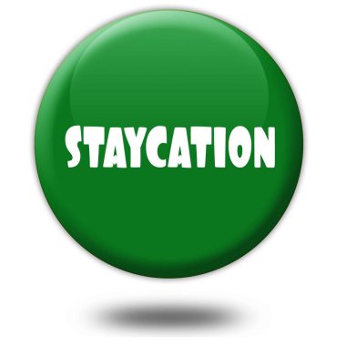 Yeşil 3d düğmesindeki Staycation.