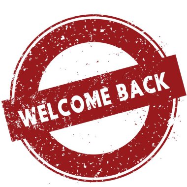 Beyaz zemin üzerine kırmızı hoş geldiniz geri lastik damgası illüstrasyon