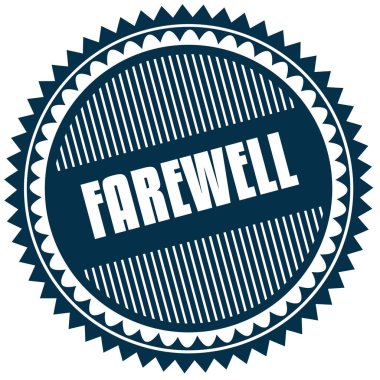 Yuvarlak veda mavi etiket.