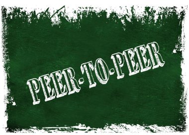 Peer To Peer metin ile yeşil grunge yazı tahtası.