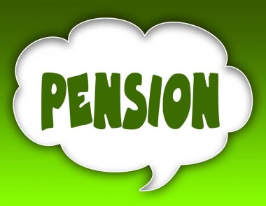 Emeklilik mesaj konuşma bulut grafik. Yeşil arka plan.