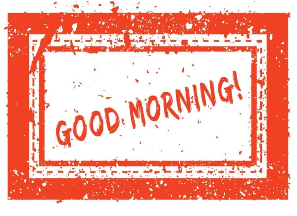 Goedemorgen op oranje vierkante frame rubber stamp met grunge textuur — Stockfoto