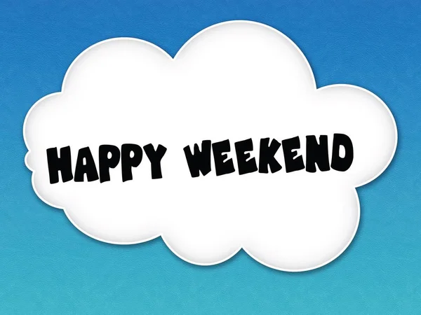 Weiße Wolke mit frohem Wochenende Botschaft auf blauem Himmel Hintergrund. — Stockfoto