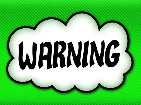 Comic style cloud with WARNING writing on bright green backgroun — Stock Photo, Image