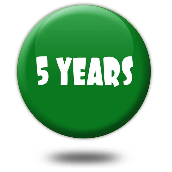5 AÑOS en verde botón 3d . —  Fotos de Stock