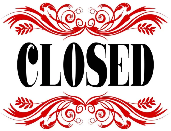 CLOSED red floral text frame. — Stock Photo, Image