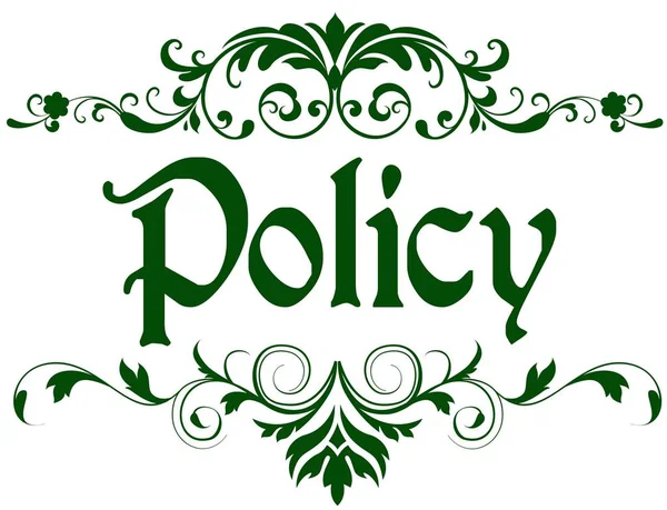 Green frame with POLICY text.