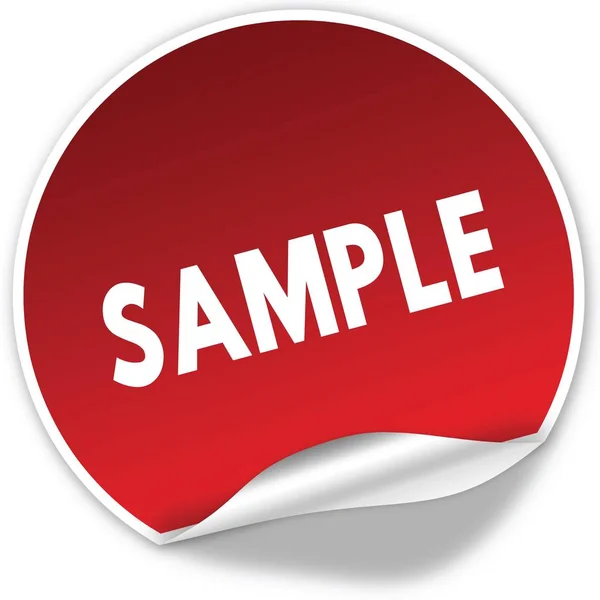 Testo del campione su adesivo rosso realistico su sfondo bianco . — Foto Stock