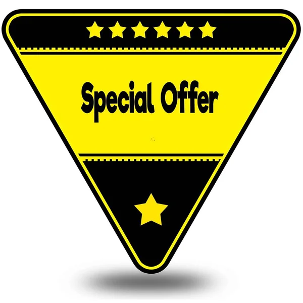 SPECIAL OFFER on black and yellow triangle with shadow. — Stock Photo, Image