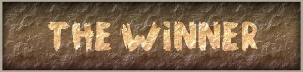 THE WINNER escrito com tinta no fundo do painel de rocha — Fotografia de Stock