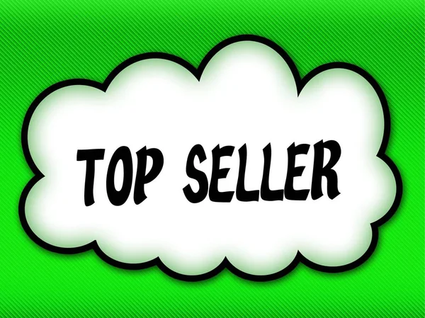 Nuvola in stile fumetto con scritta TOP SELLER su retro verde brillante — Foto Stock