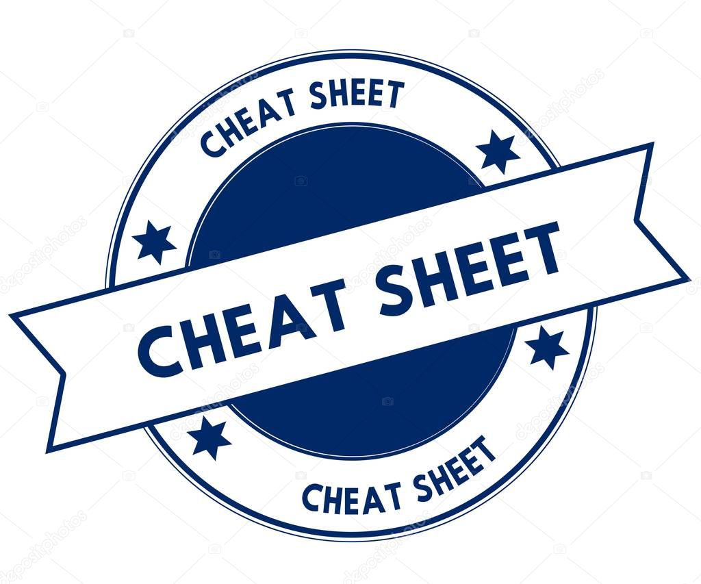 Blue CHEAT SHEET stamp. Illustration graphic concept image