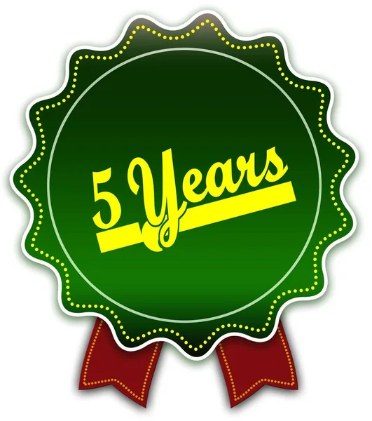 5 lat okrągłe zielone wstążki. — Zdjęcie stockowe