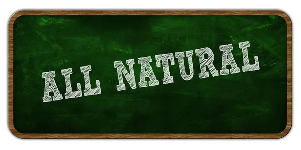 Všechny přírodní napsané na zelené tabule s křídou. Dřevěný rám. — Stock fotografie