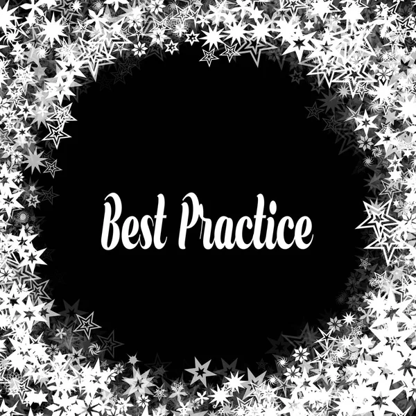 Best Practice auf schwarzem Hintergrund mit verschiedenen weißen Sternen. — Stockfoto