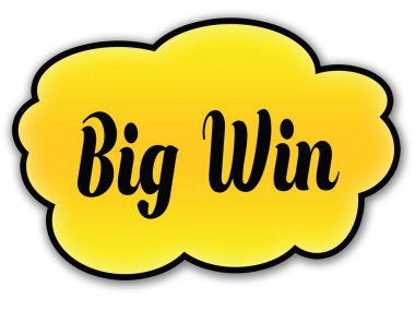 Büyük galibiyet sarı bulut beyaz arka plan ile el yazısı