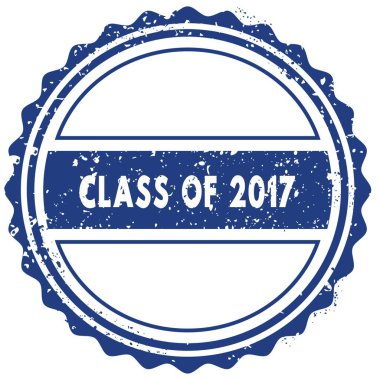 Sınıf, 2017 damgası. etiket. mühür. Mavi yuvarlak grunge vintage şerit işareti