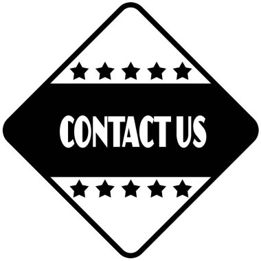 Siyah elmas şekilli etiket etikette iletişim.