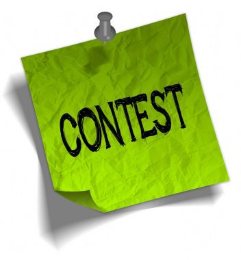 Yeşil not kağıdı yarışma mesaj ve itme PIN çizim ile.