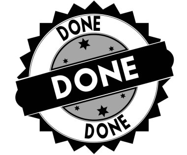 Yapılan metin ile siyah yuvarlak damga.